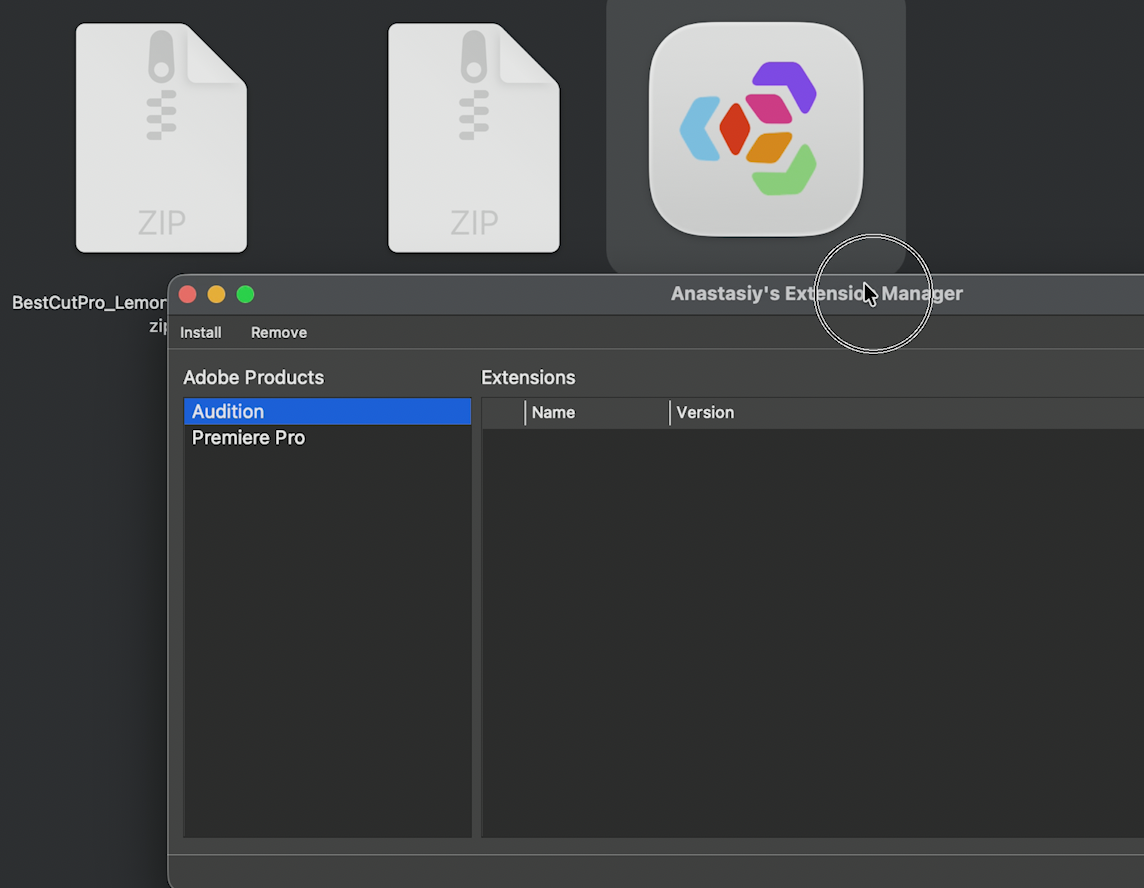 Drag and drop BestCutPro.zxp into Anastasiy Extension Manager
