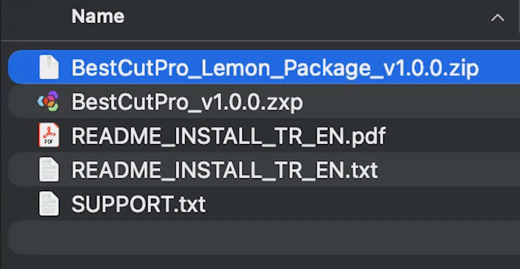 Download page showing BestCutPro.zxp file highlighted
