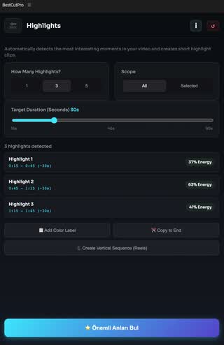 Timeline after automation and highlights