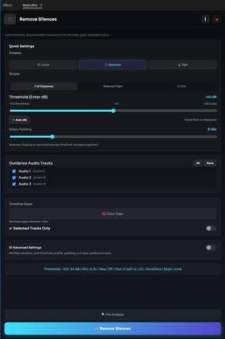 Raw timeline before clean-up